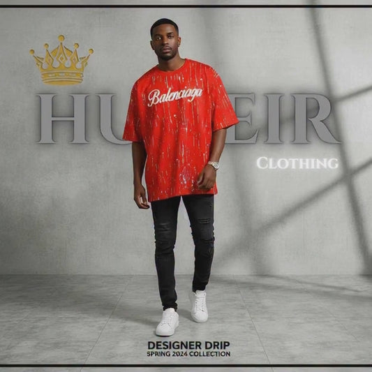 HUMEIR Red Drip Oversized T-Shirt – Signature Street Edition