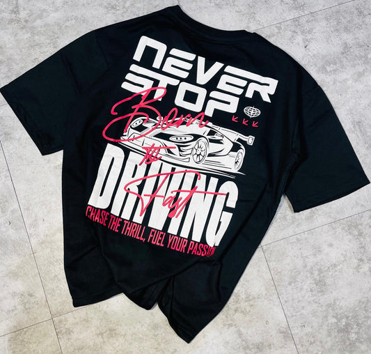Humeir Born to Drive Oversized Graphic T-Shirt
