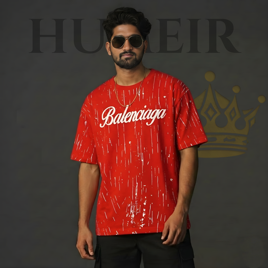 HUMEIR Red Drip Oversized T-Shirt – Signature Street Edition