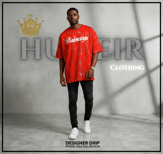 HUMEIR Red Drip Oversized T-Shirt – Signature Street Edition